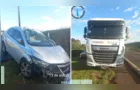 Acidente entre carro e caminhão deixa um ferido na PRC-466, em Pitanga