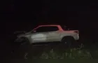 Picape se envolve em colisão traseira e sai da pista na PR-340, em Castro