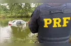 PRF apreende agrotóxicos após dupla de menores "mergulharem" com o carro num açude no Paraná