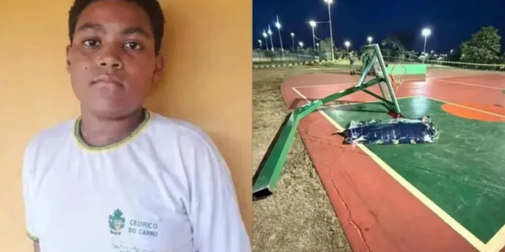 A cesta de basquete que caiu sobre Felipe provocou um traumatismo cranioencefálico (TCE) no adolescente