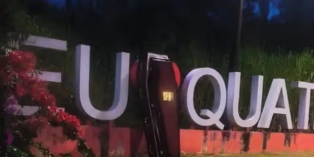 Objeto foi encontrado na manhã desta sexta (15) ao lado de letreiro turístico Eu amo Quatiguá