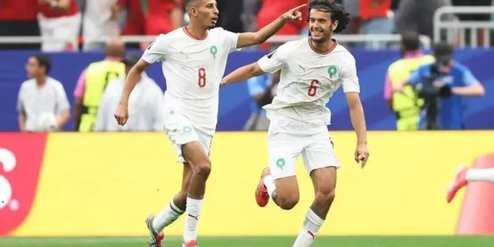 Azzedine Ounahi celebra seu gol para o Marrocos, no duelo contra o Canadá pelas oitavas de final da Copa