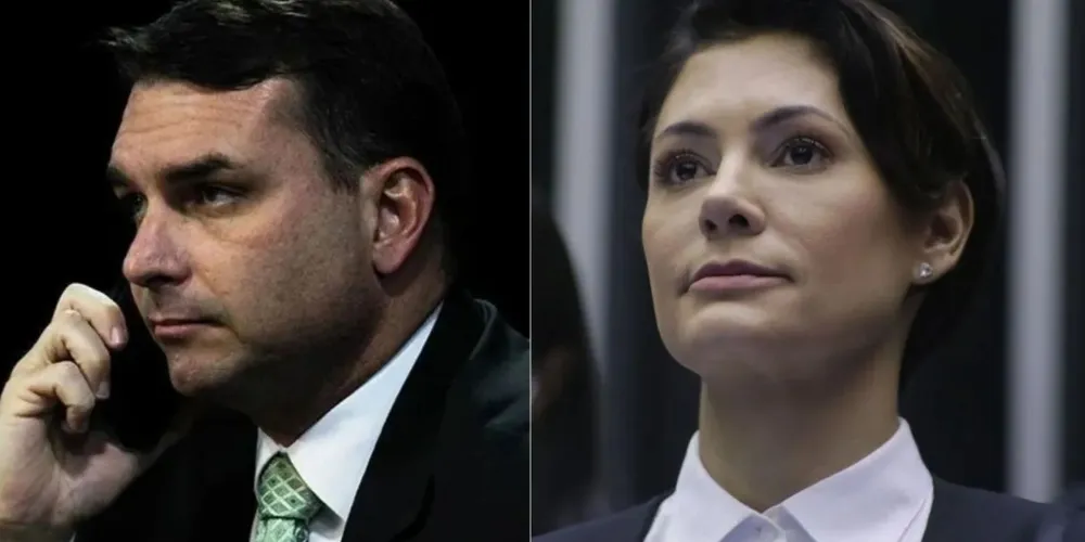 Flávio Bolsonaro e Michelle Bolsonaro