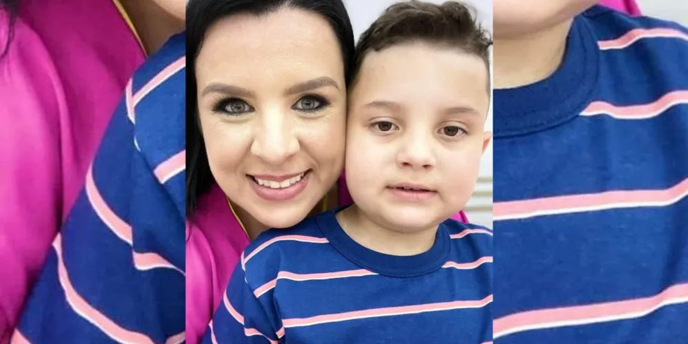 Vanessa Kubaski Maciel e seu filho Pedro Henrique Maciel