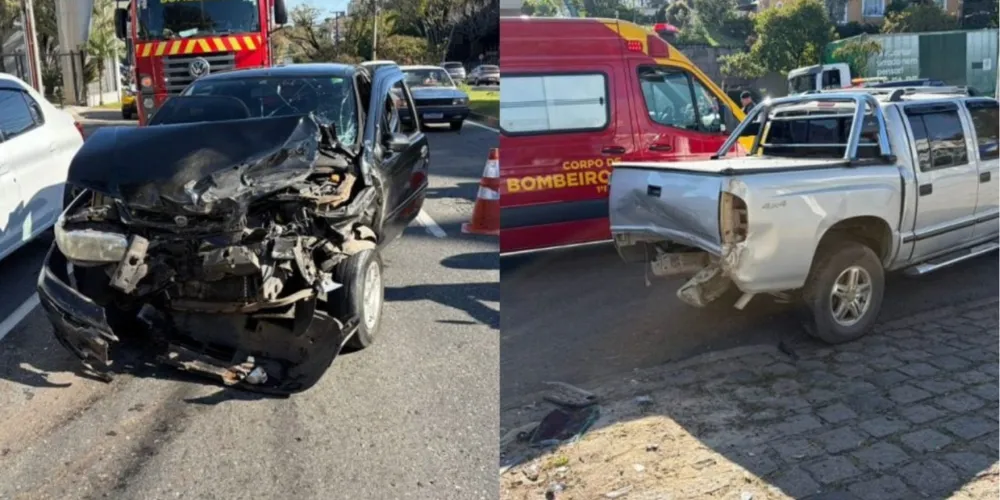 A colisão mobilizou equipes do Corpo de Bombeiros, Polícia Militar e agentes de trânsito