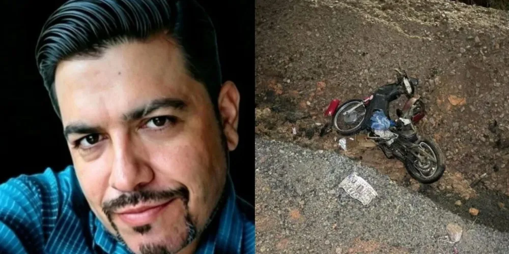 O motociclista Leandro Lemes, de 44 anos, morreu após ser atingido por motorista bêbado e arremessado para dentro de uma valeta na BR-277