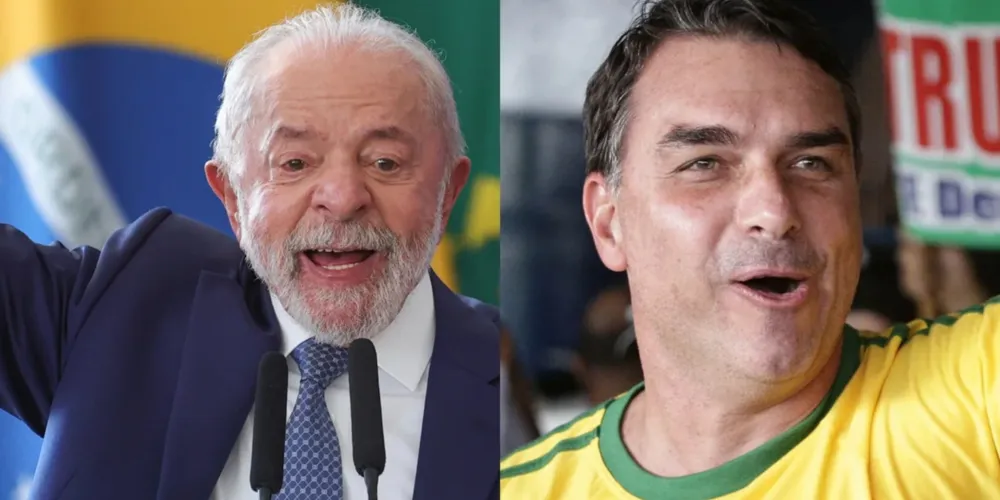 Presidente Luiz Inácio Lula da Silva (PT) e o senador Flávio Bolsonaro (PL)