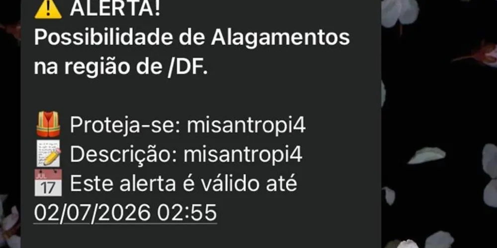 O alerta foi recebido por usuários de diversas regiões do país