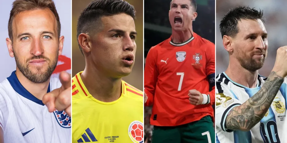Harry Kane, James Rodriguez, Cristiano Ronaldo e Lionel Messi