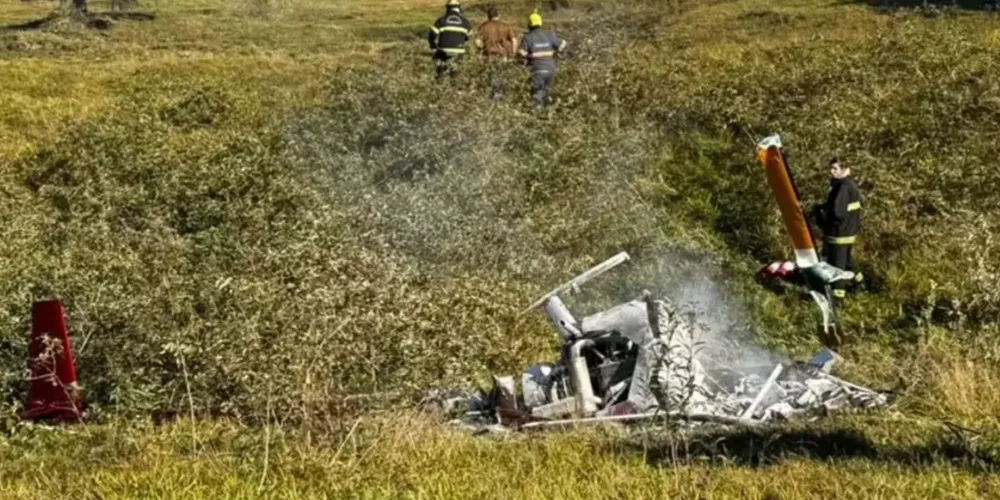 Helicóptero após acidente