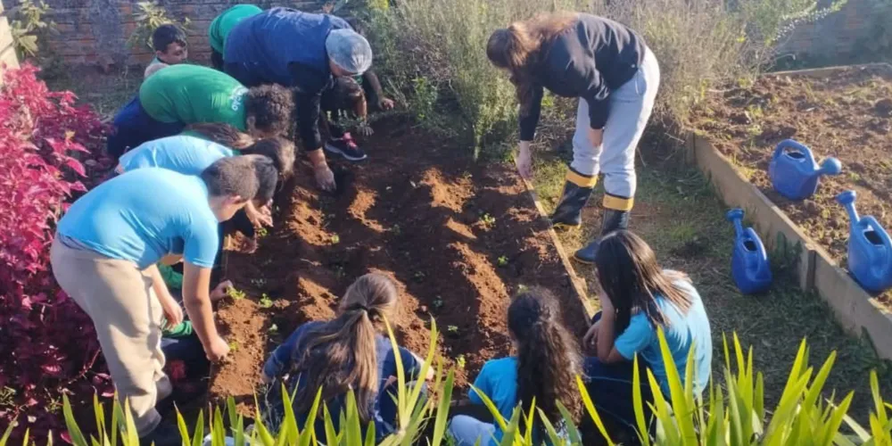 Estudantes colocaram a 'mão na terra' para construir na prática seus conhecimentos