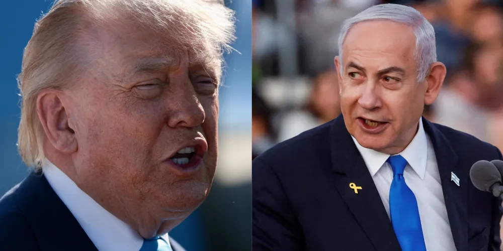 O presidente dos EUA, Donald Trump, e o primeiro-ministro de Israel, Benjamin Netanyahu