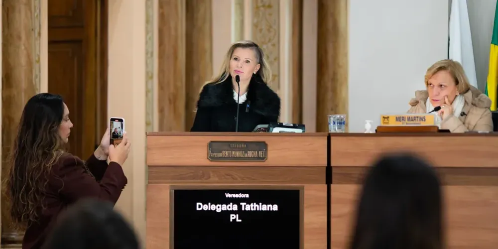 A vereadora Tathiana Guzella nesta quarta-feira
