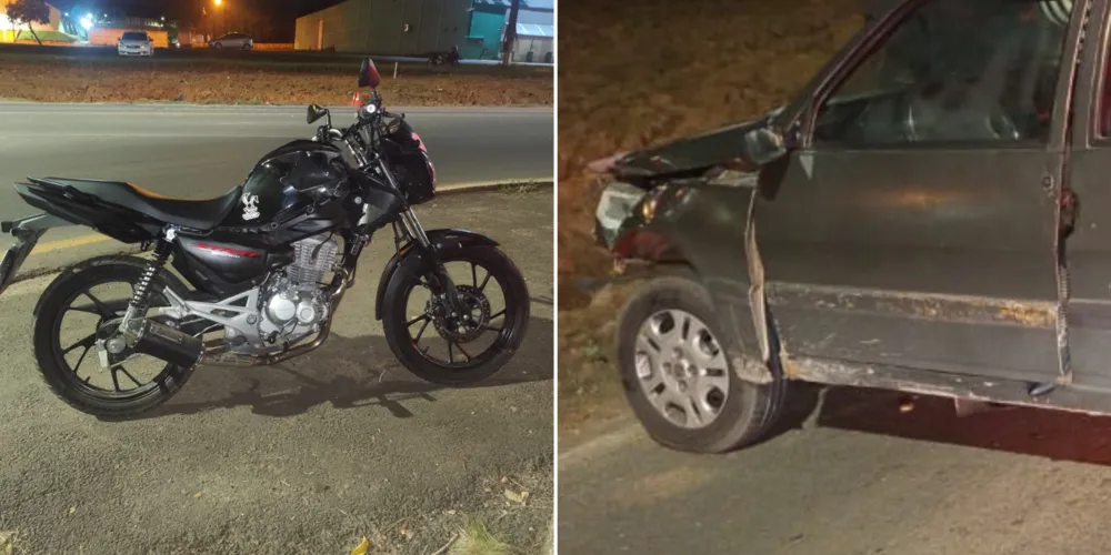 A ocorrência em Palmeira envolveu uma motocicleta e um carro