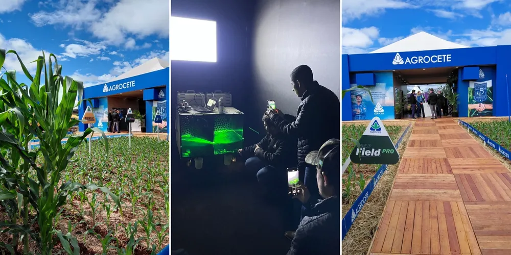 Sala escura imersiva da Agrocete na Showtec 2026 demonstra, por meio de simuladores e lasers, os impactos da qualidade da pulverização na produtividade do milho safrinha