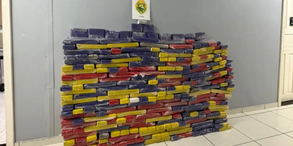 Ao todo, foram apreendidos 382,1 quilos de maconha na abordagem