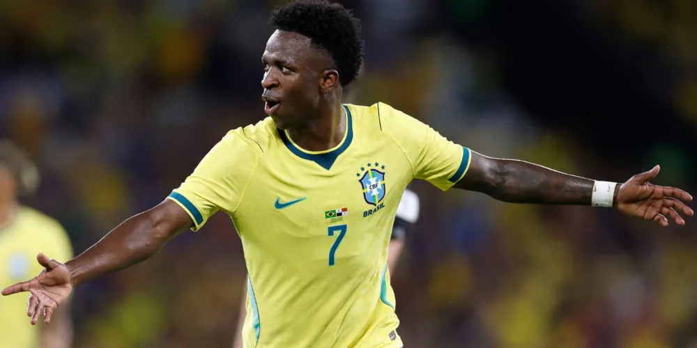 O jogador Vini Jr., camisa 7 da Seleção Brasileira