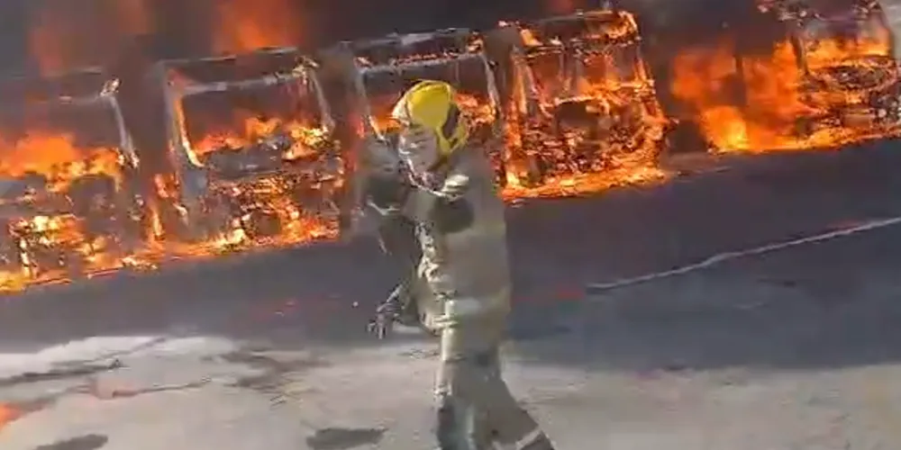 Os bombeiros trabalharam em 12 frentes de combate direto ao incêndio