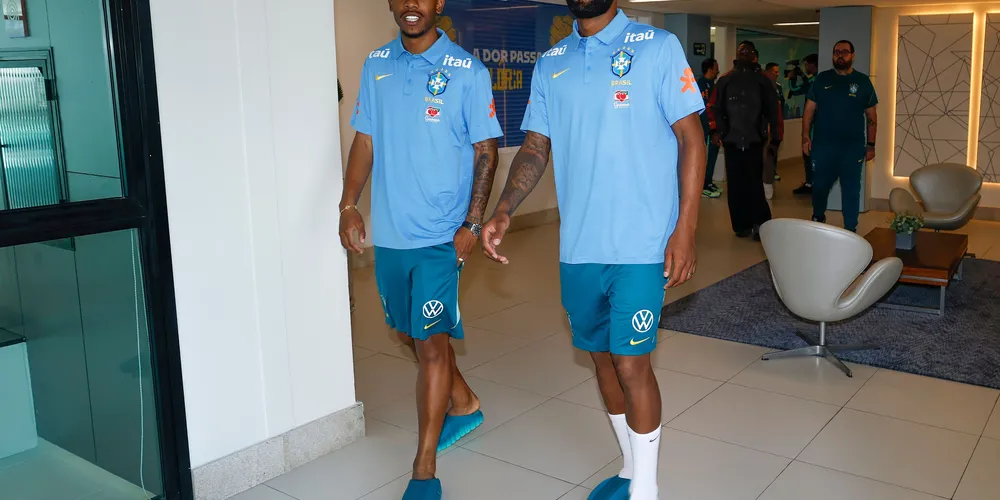 Rayan e Igor Thiago na Granja Comary, na apresentação da Seleção para a Copa do Mundo