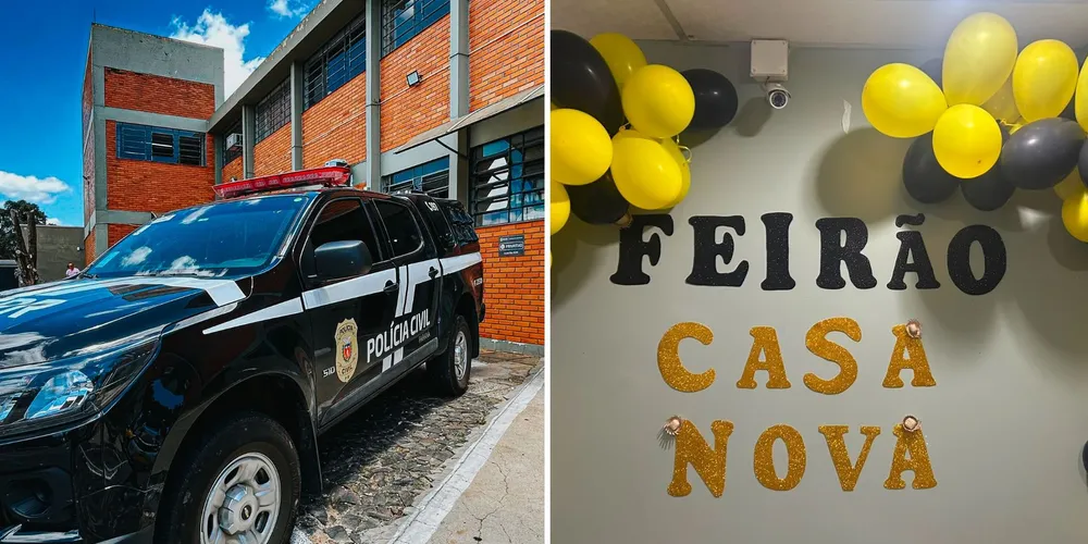 Suspeitos promoviam um evento intitulado "Feirão da Casa Nova", inclusive decorando a entrada do local