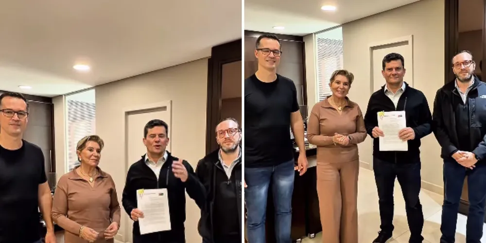 Elizabeth ao lado de Sergio Moro, Deltan Dallagnol e Filipe Barros