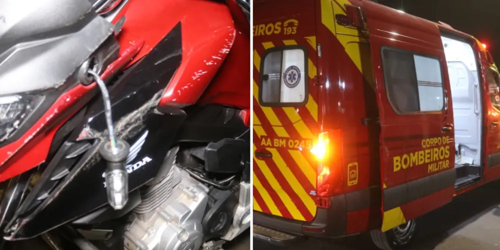 Com o impacto, a motociclista, uma jovem de 21 anos, teve uma contusão no tornozelo