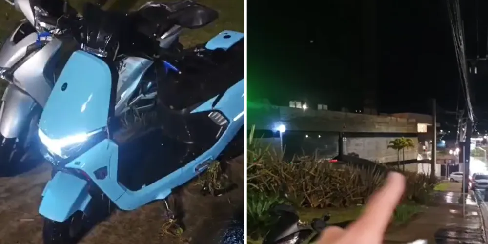 As motos, que estavam próximas à calçada na região do Ronda, foram levadas por vários metros
