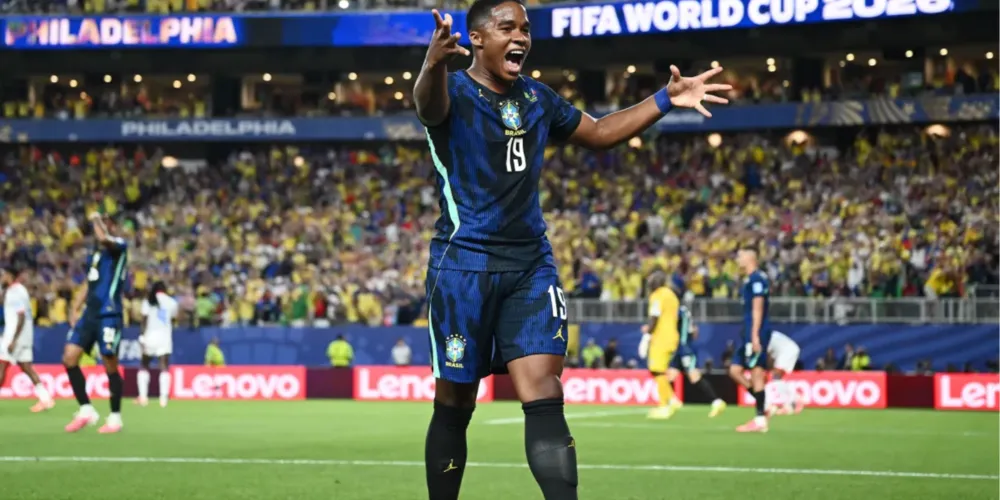 Endrick, atacante da Seleção Brasileira em duelo contra o Haiti