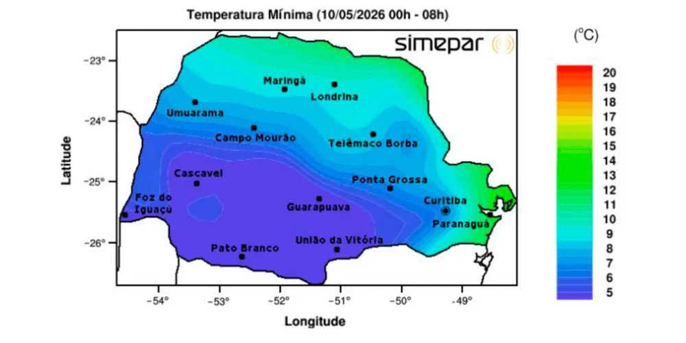 Domingo é o dia mais gelado do ano no Paraná