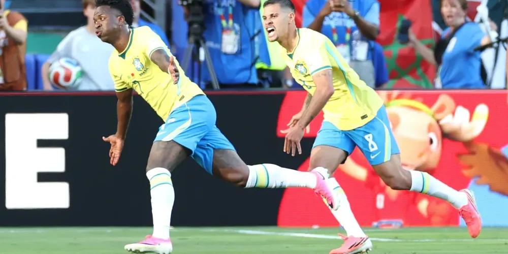 Vini Jr. comemora golaço que marcou em Brasil x Marrocos pela Copa do Mundo