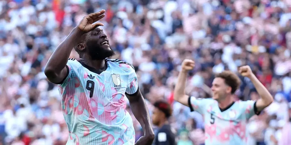 Lukaku comemorando o 4º gol da Bélgica contra os EUA