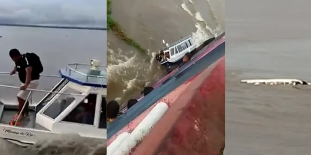 Após o acidente, a embarcação ficou parcialmente submersa