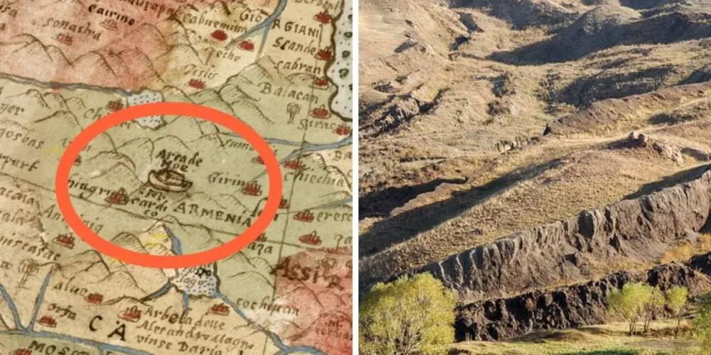 Elaborado há 439 anos, o mapa retrata a suposta localização da Arca de Noé nos Montes Ararat