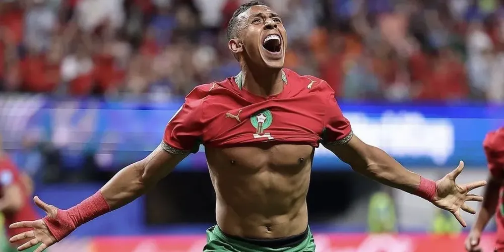 Rahimi, do Marrocos, celebra gol contra o Haiti