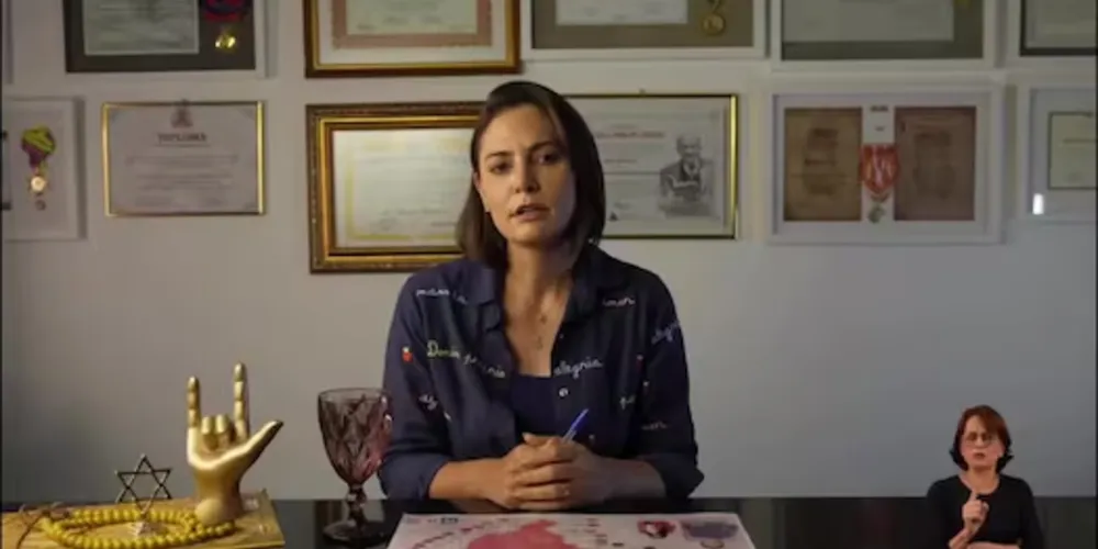 Michelle Bolsonaro em um vídeo publicado em suas redes sociais