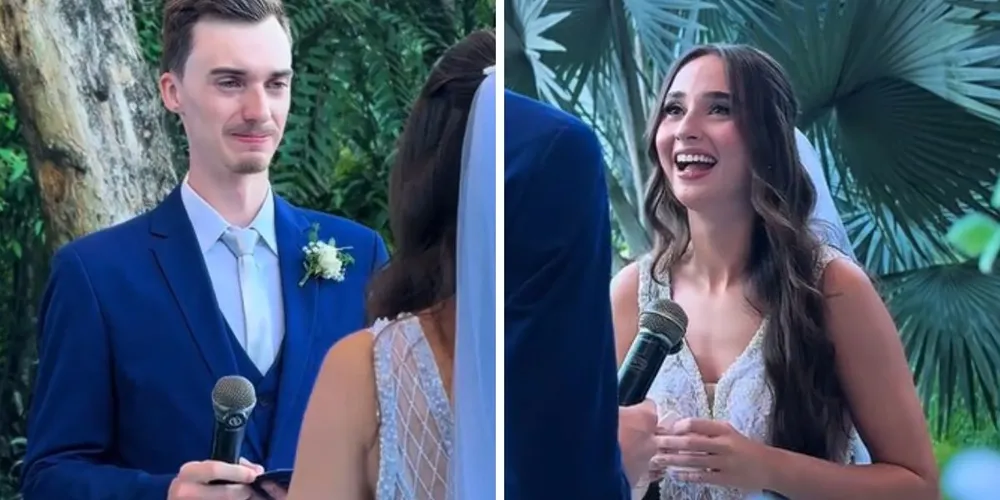 Noivo encerrou seus votos com áudio gravado há quatro anos onde afirma que sente que os dois vão casar