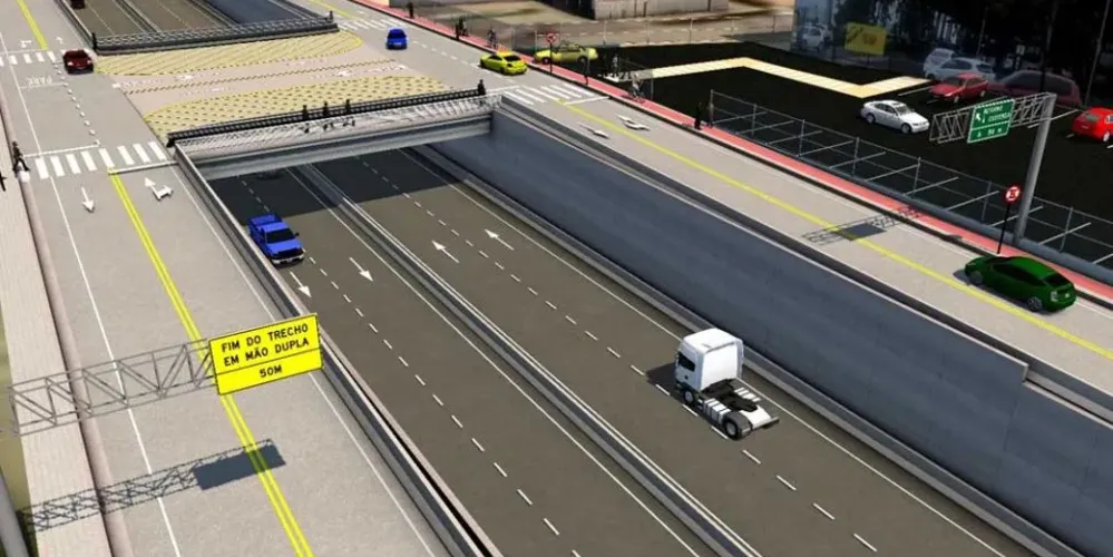 O projeto prevê dois eixos rodoviários, com cerca de 42 quilômetros de extensão e nove dispositivos de acesso controlado