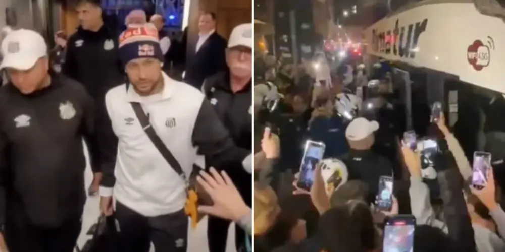 Torcedores esperaram o jogador em frente ao hotel que hospeda a delegação santista