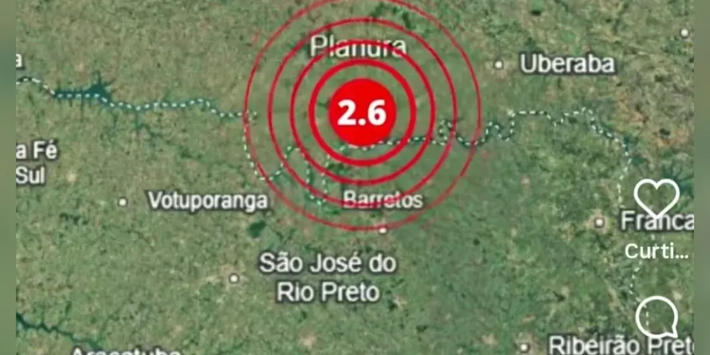 O tremor mais intenso ocorreu em Planura, na manhã de terça-feira (1º)