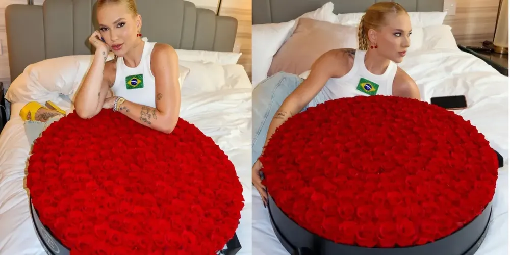 Virginia recebeu buquê de rosas no Dia dos Namorados