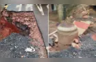 'Cratera' se abre em rua após temporal em Ponta Grossa