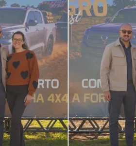 No registro, aparece ao lado de sua esposa, Valéria Araújo