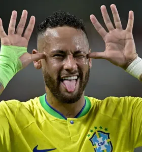 Neymar em comemoração de gol pela Seleção Brasileira