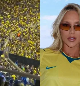 A influenciadora assistia à partida em um dos camarotes do estádio