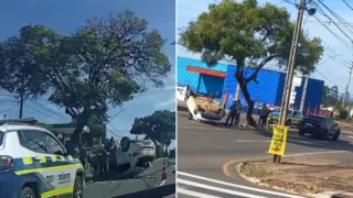 Carro capota na Avenida Visconde de Mauá e deixa trânsito lento