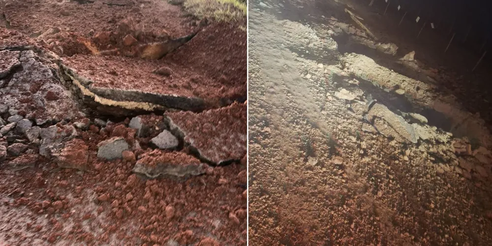Asfalto rompeu em dois pontos da via por volta das 5h