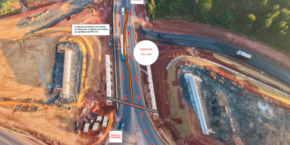 Durante o lançamento das vigas, haverá bloqueios totais da rodovia