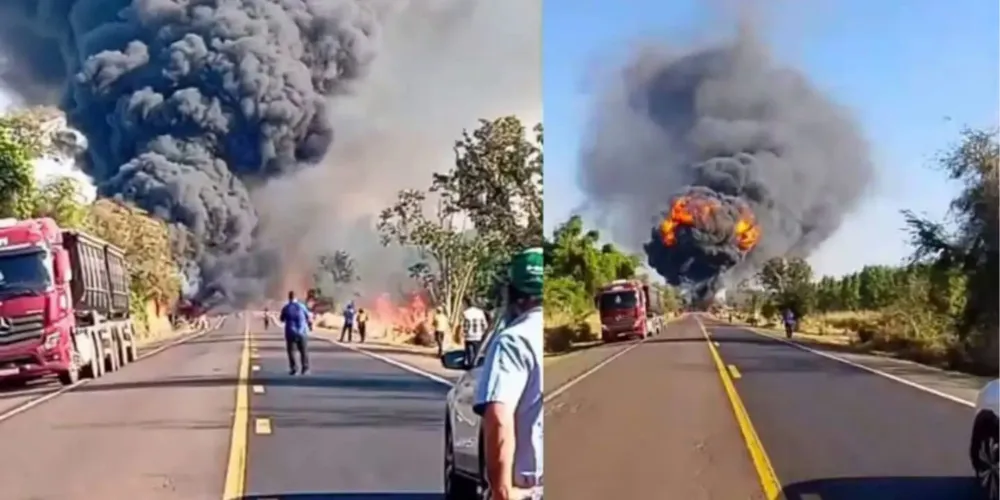 A colisão frontal aconteceu no km 569, no sentido norte da rodovia