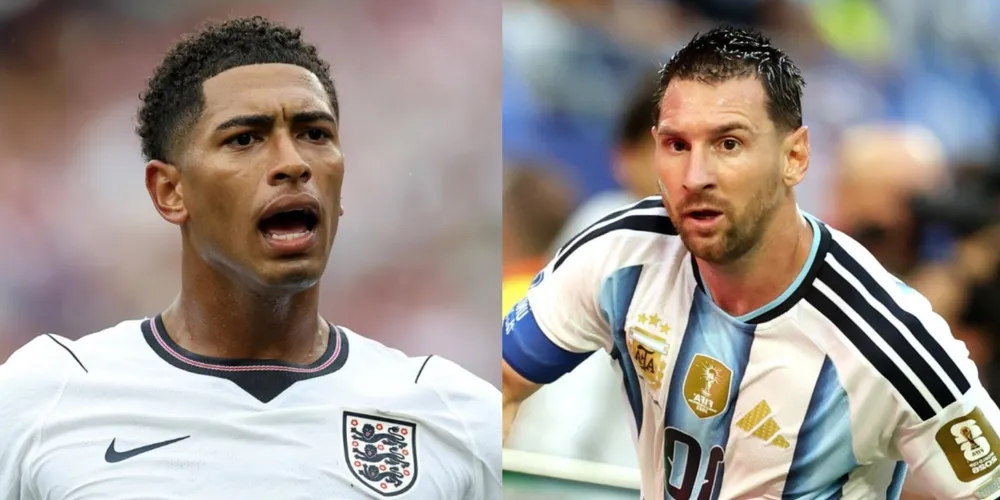 Jude Bellingham, da Inglatera, e Lionel Messi, da Argentina