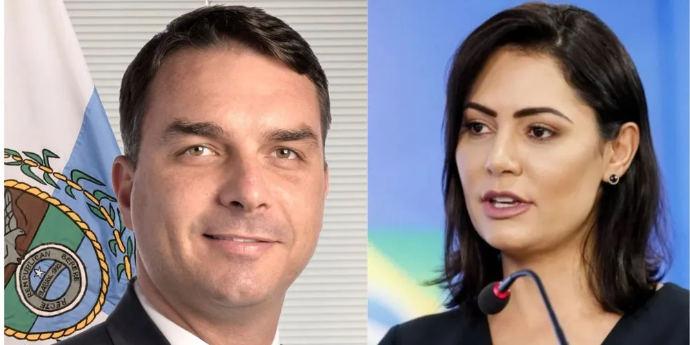 Flávio Bolsonaro e Michelle Bolsonaro